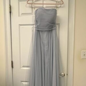 Jenny Yoo Light Gray Maxi Chiffon Gown